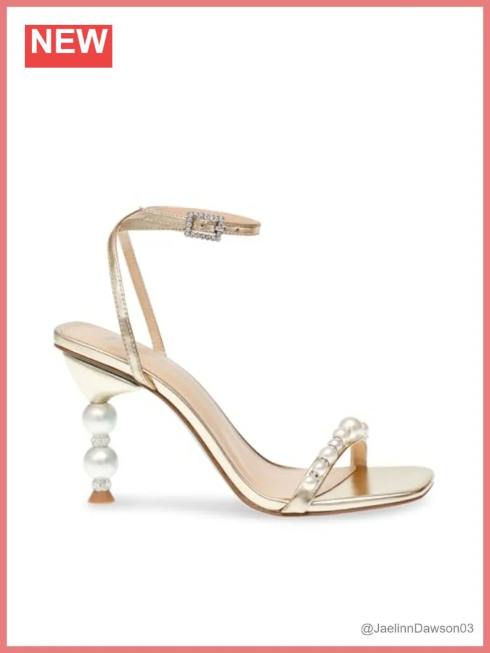 Women's Heeled Dress Sandal, Stiletto Heel, Pearl Heel, Ankle Strap, Open Toe